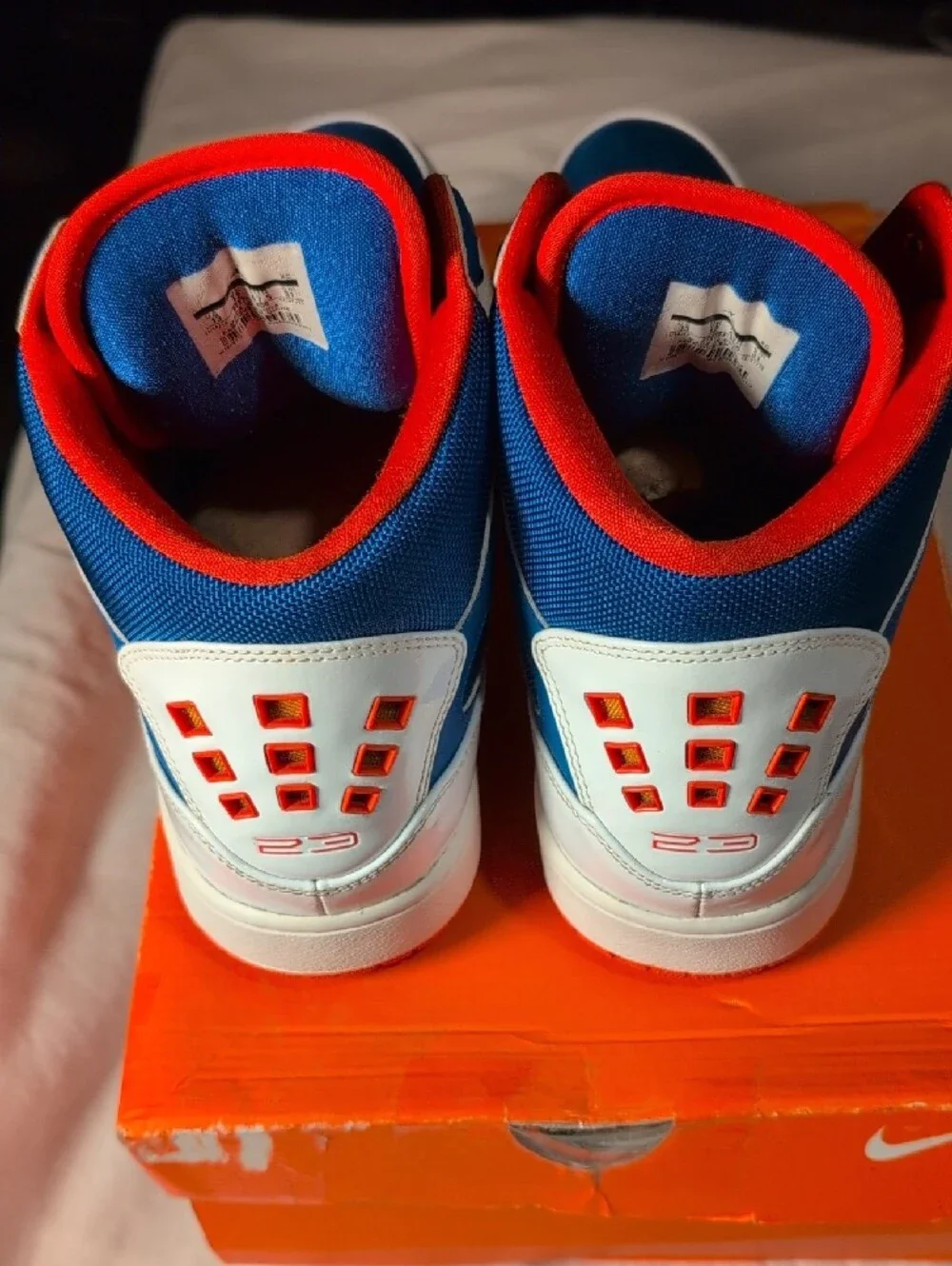 Jordan Blue White Orange High-Top Sneakers with Jumpman Detail